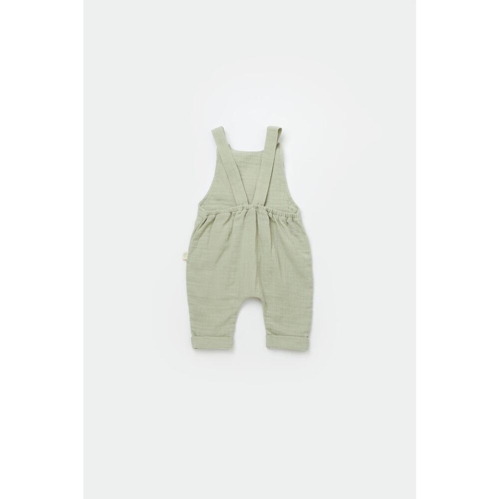 Organic Cotton Baby Overalls Green 9-12M GOTS Certified Romper - Picture 8 of 8